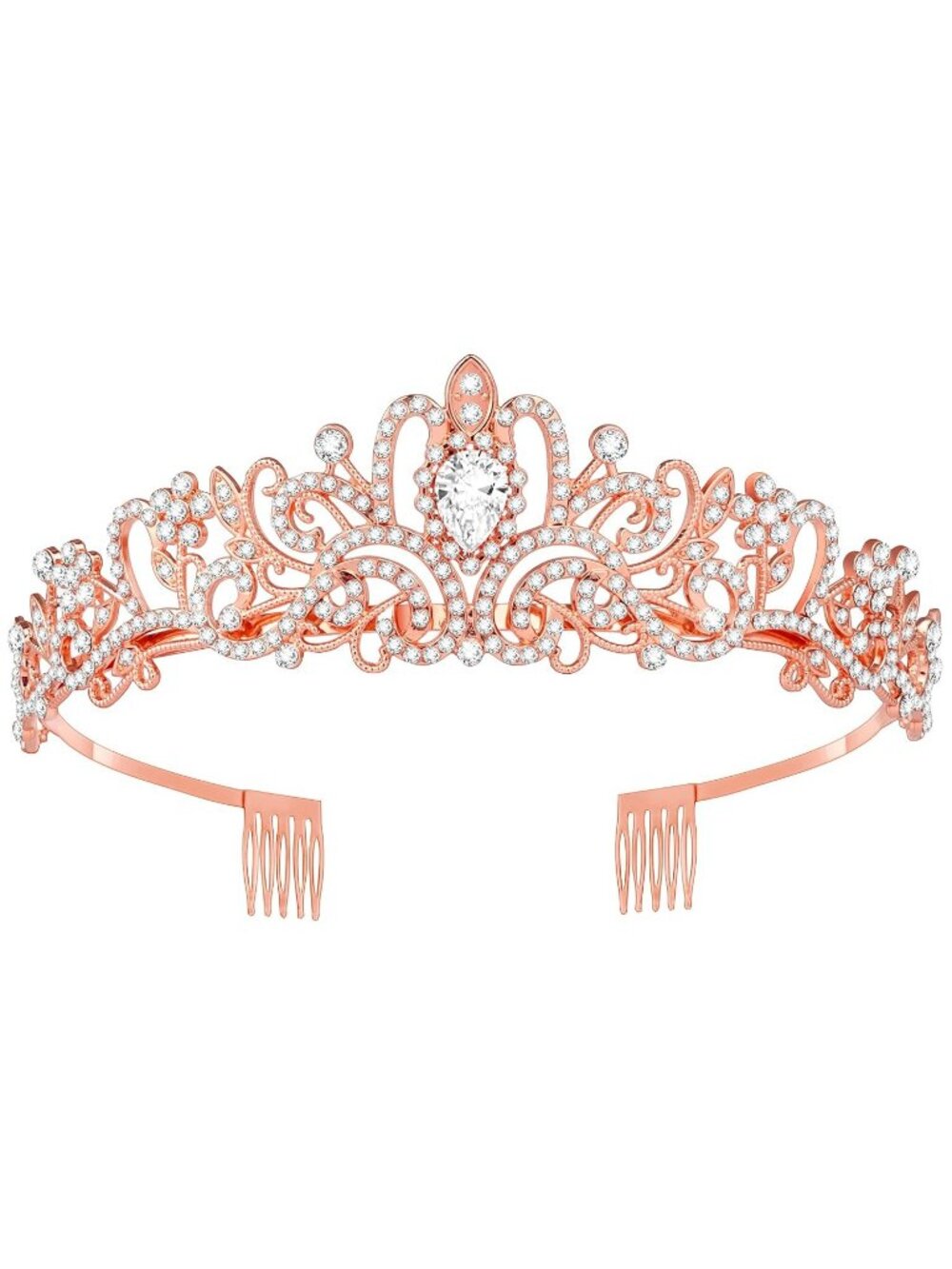 A#-Rose Queen Tiara Crown For Women Bridal Prom Birthday Party Headpiece